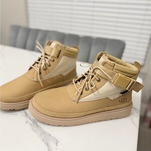 UGG Beige and Cream Lace-Up Boots